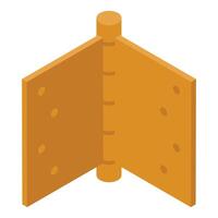 Brass door hinge connecting two parts isometrically displayed vector