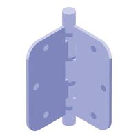 Door hinge connecting two parts isometrically displayed on white background vector