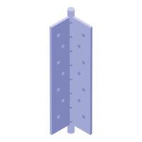 Metal hinge connecting two plates with holes isometrically projected vector
