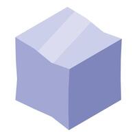 Purple cube with uneven top surface representing data analysis vector