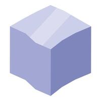 Purple melting ice cube isometric illustration representing global warming vector