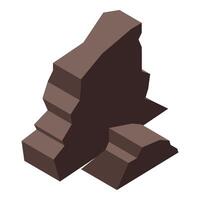 Brown rock formation with isometric projection showing layers vector