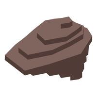 Brown layered rock formation floating in white background vector