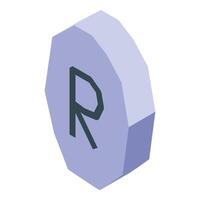 Purple isometric rune algiz representing protection and elk vector
