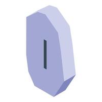 Purple 3d isometric number zero showing minimalist style vector