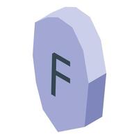 Fehu rune carved on a stone representing wealth and prosperity vector