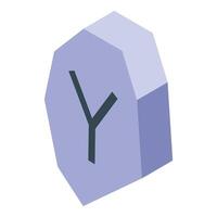 Algiz rune on a purple stone showing protection and support vector