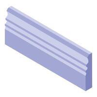 Light purple skirting board with rounded edges in isometric view vector