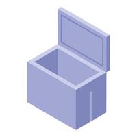 Portable freezer box open showing empty interior in isometric view vector
