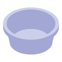 Empty light purple basin isometric view for domestic use vector