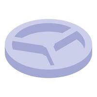 Round tablet showing three sections dividing medicine dosage isometric view vector