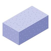 Isometric view of porous material block with small holes vector