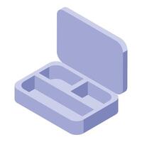Open empty bento box isometric icon representing food storage vector