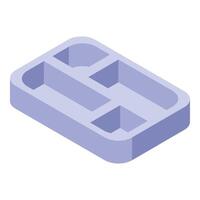 Empty plastic food tray with compartments isometric view vector