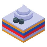 Blueberry cake with cream and colorful layers isometric icon vector