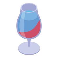 Glass showing layered cocktail in isometric view vector