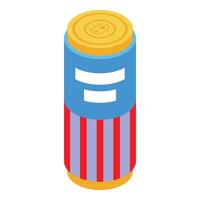 Isometric soda can with red and blue stripes representing american colors vector