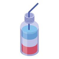 Refreshing layered cocktail served in a bottle with a straw, perfect for summer vector