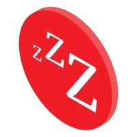 Red sleeping icon showing zzz letters representing sleep, rest, and dreams vector