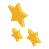 Three dimensional gold stars falling through space vector