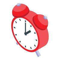 Red alarm clock showing time passing isometric icon vector