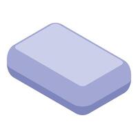 Purple soap bar with rounded edges promoting hygiene and cleanliness vector