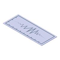 Cardiogram report showing heartbeat activity on isometric paper vector