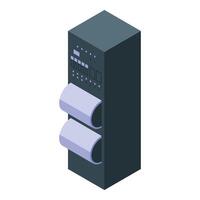 Crypto mining machine generating cryptocurrency using computer power vector