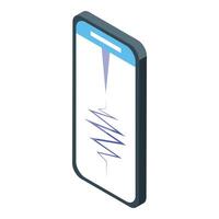 Smartphone showing seismic graph monitoring earthquake activity vector