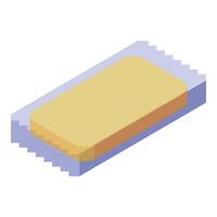 Single slice toast bread in packaging, isometric view vector