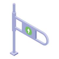 Open turnstile gate allowing access with green arrow sign in isometric view vector