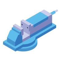 Bench vise securing objects for various applications in isometric view vector