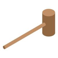 Wooden hammer with long handle on white background isometric view vector