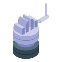 Futuristic weapon system rotating and aiming with antenna vector