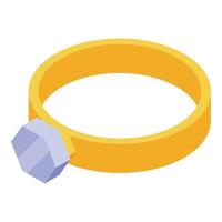 Golden ring embellished with sparkling hexagonal gemstone vector