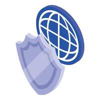 Global security shield protecting world data and communication network vector