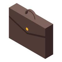 Brown leather briefcase closing with golden button in isometric view vector