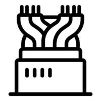 Fiber optic cable plugged into internet router providing high speed connection vector