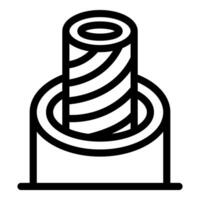 Metalworking production line with rotating spiral cylinder inserting into circular hole vector