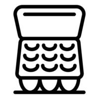 Open egg carton showing nine eggs in package vector