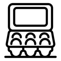 Open egg carton box showing six compartments for eggs vector