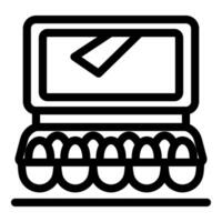 Open egg carton with ten eggs inside displaying fresh produce vector