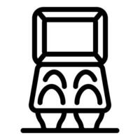 Open egg carton standing on table for breakfast cooking vector