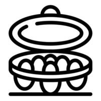 Egg incubator keeping warm many eggs for hatching, line icon illustration vector