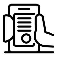Hand holding smartphone with checklist and button icon on screen vector