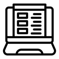 Online survey form on laptop screen displaying checklist for voting vector