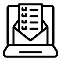 Laptop showing email containing checklist for online survey or planning vector
