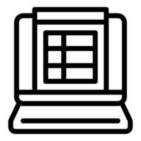 Laptop showing spreadsheet software for data analysis and accounting vector