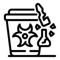 Chemical spill in biohazard container with broken flask icon vector