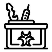 Chemical waste container with biohazard symbol, highlighting safe disposal practices for hazardous materials vector